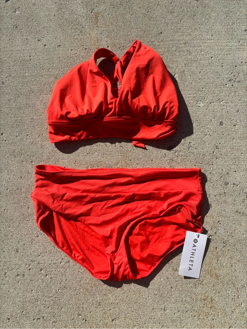 Athleta Essential Swim Bikini Set | Size XL | Coral Red | NWT 🏷️